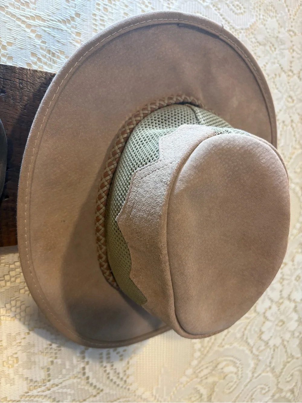 Vintage Taupe and Olive Suede Brim Hat - Picture 3 of 12